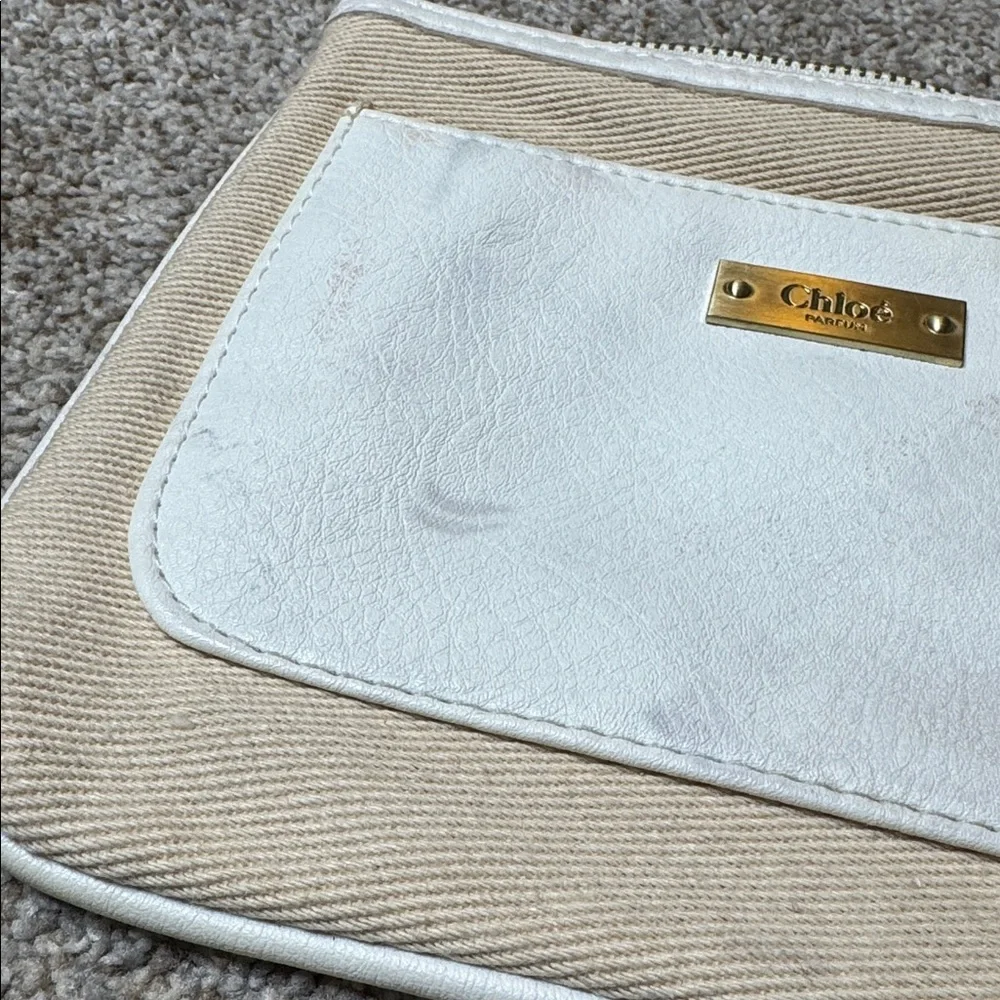 Chloé Parfums Beige Canvas Cosmetic Pouch Makeup Bag GWP